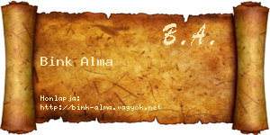 Bink Alma névjegykártya